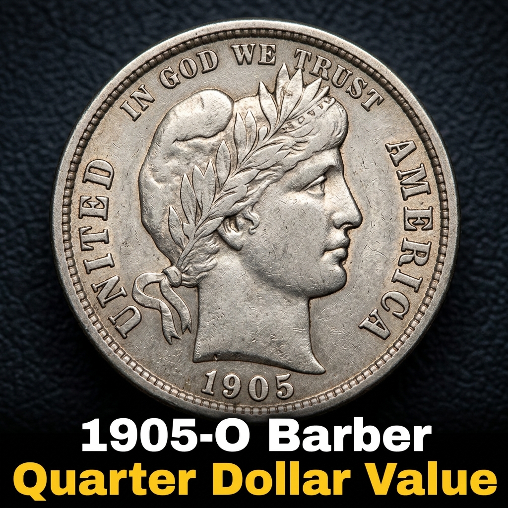 1905 O Barber Quarter Dollar Value Guide and Price Chart
