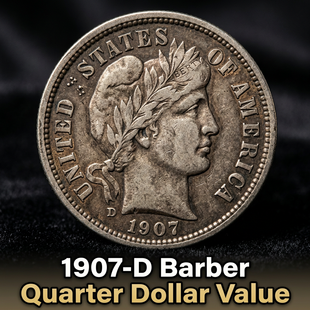 1907 D Barber Quarter Dollar Value and Price Guide for Collectors