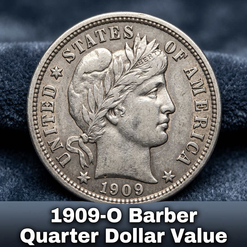 1909-O Barber Quarter Dollar Value and Price Guide for Collectors