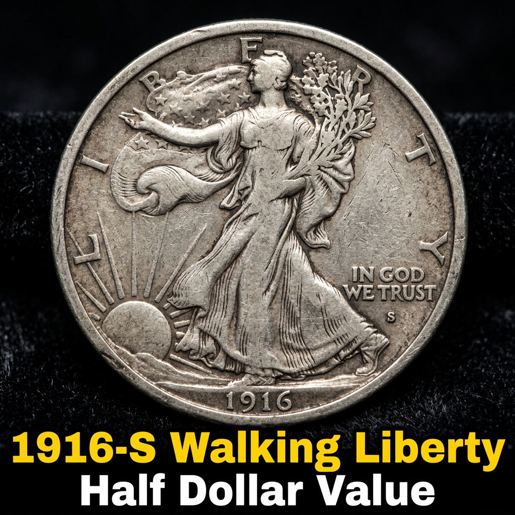 1916 S Walking Liberty Half Dollar Value and Price Guide for Collectors