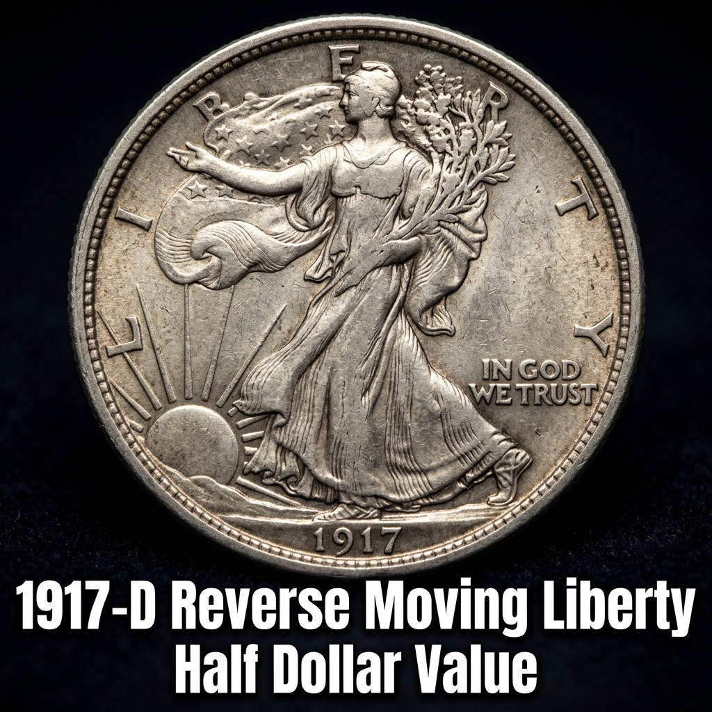 1917 D Reverse Walking Liberty Half Dollar Value and Grade Guide
