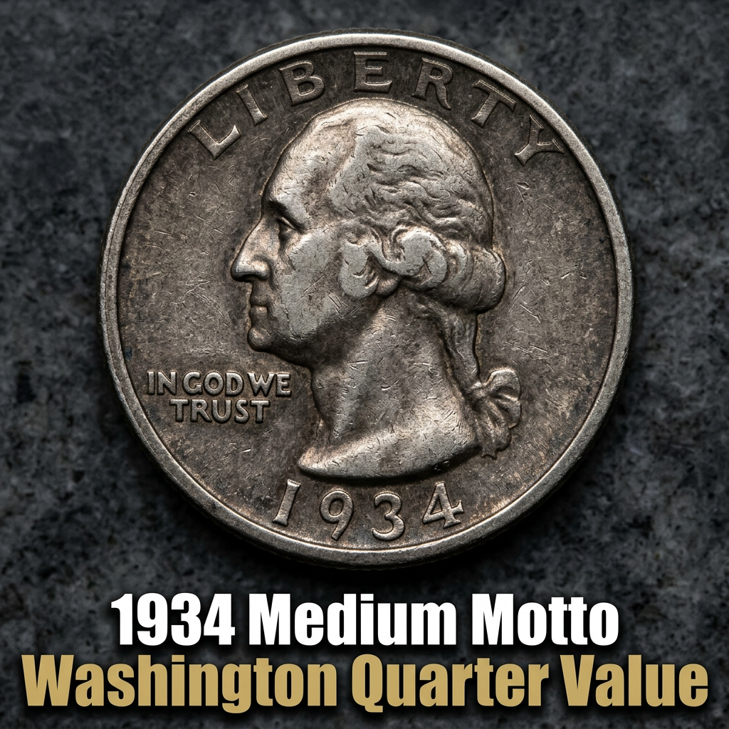 1934 Medium Motto Washington Quarter Value and Worth Guide