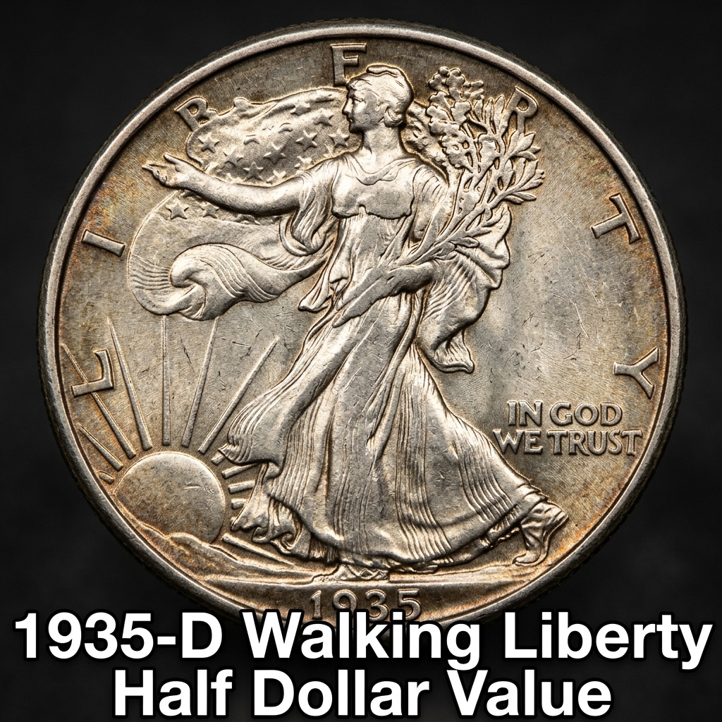 1935 D Walking Liberty Half Dollar Value and Grade Guide