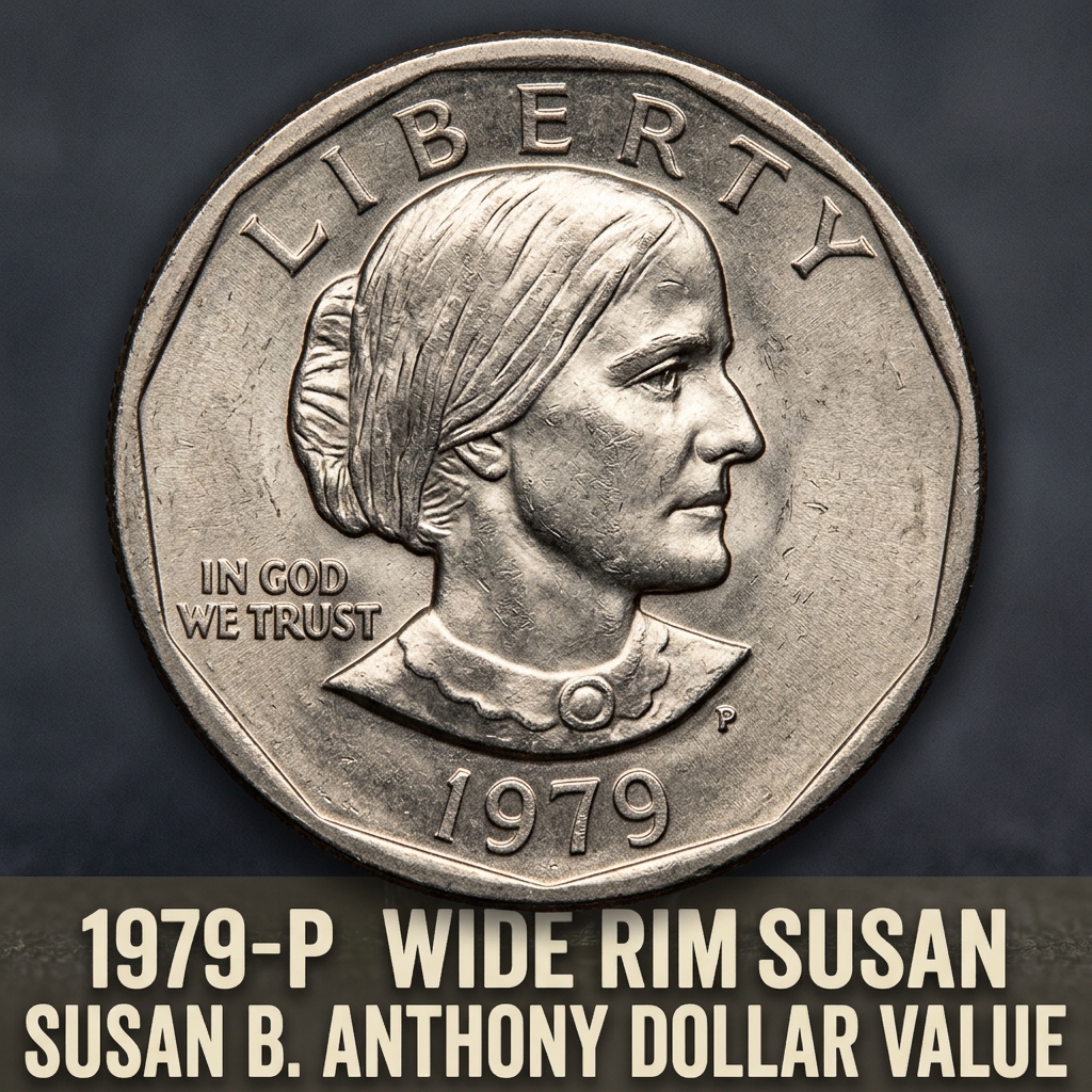1979 P Wide Rim Susan B. Anthony Dollar Value and How to Spot the Rare Near Date Variety